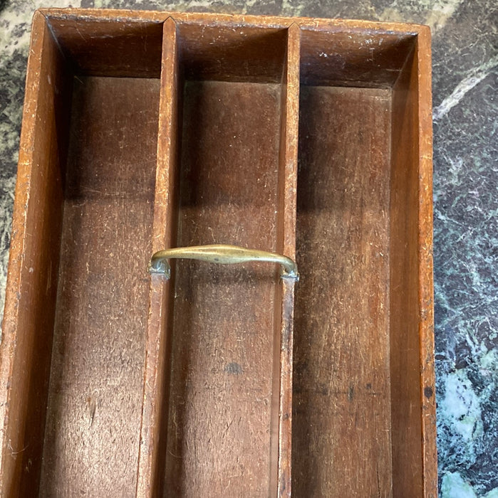 WOOD CADDY WITH BRASS HANDLE