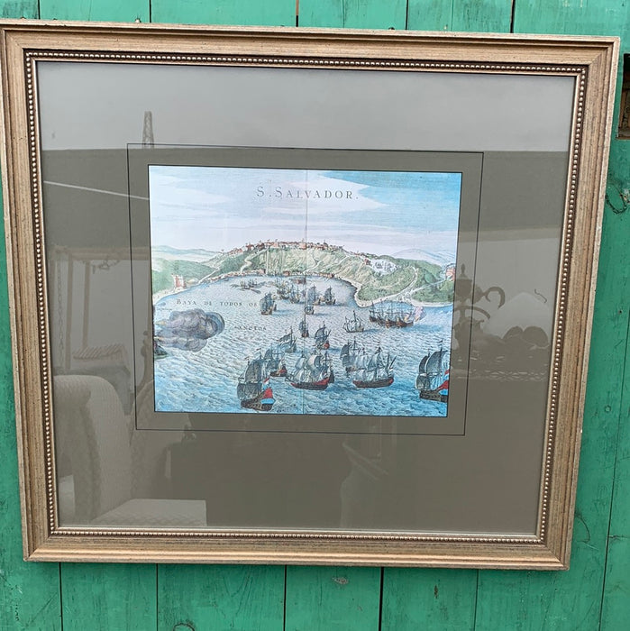 FRAMED ENGLISH MAP SAN SALVADOR