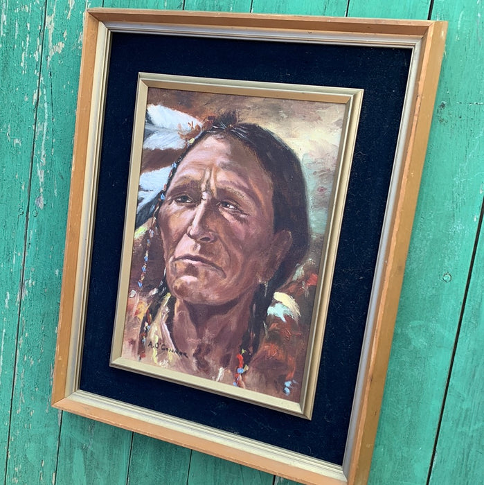 NATIVE AMERICAN OIL PAINTING PORTRAIT