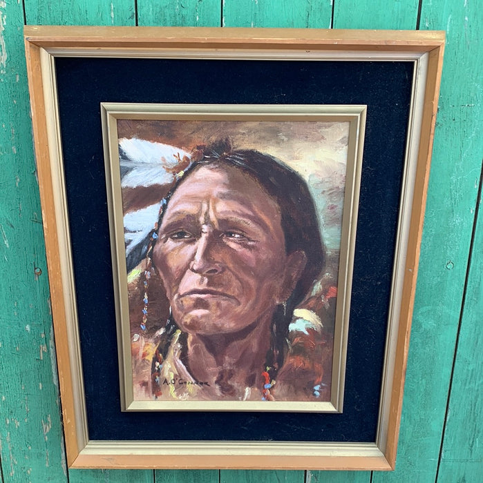 NATIVE AMERICAN OIL PAINTING PORTRAIT