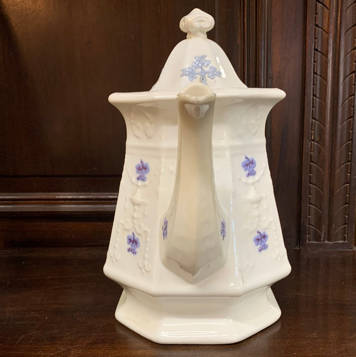 19TH CENTURY IRON STONE LAVENDER TEAPOT WITH LID-AS FOUND