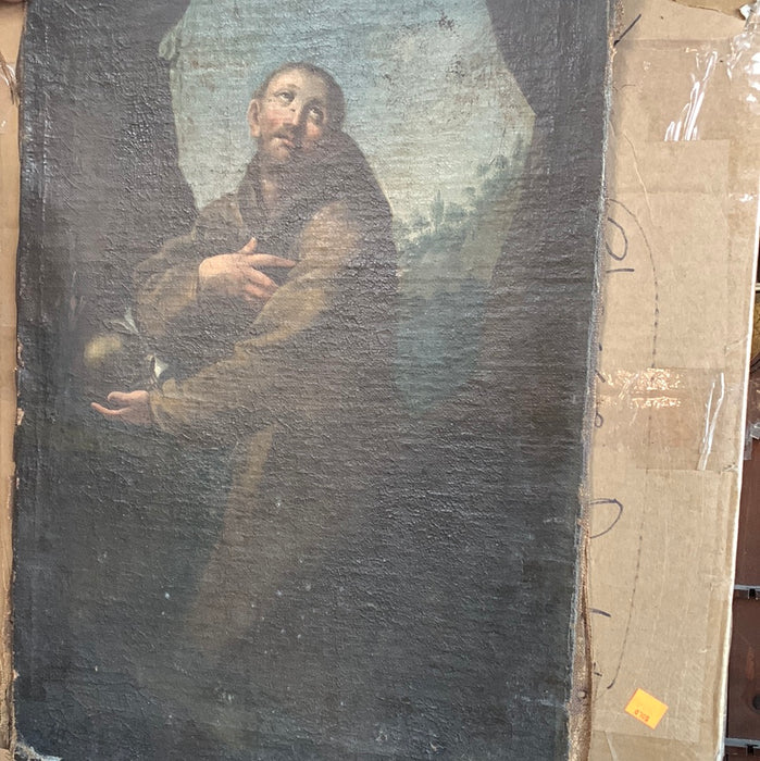 UNFRAMED 18TH CENTURY OIL PAINTING OF A BENEDICTINE MONK