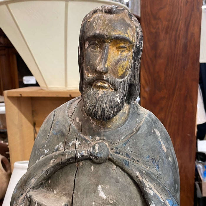 LARGE ANTIQUE CARVCED WOOD SAINT PETER FROM SANTA FE