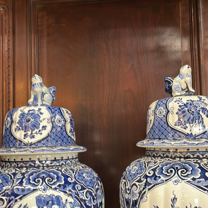 PAIR OF LARGE DELFT GINGER JARS