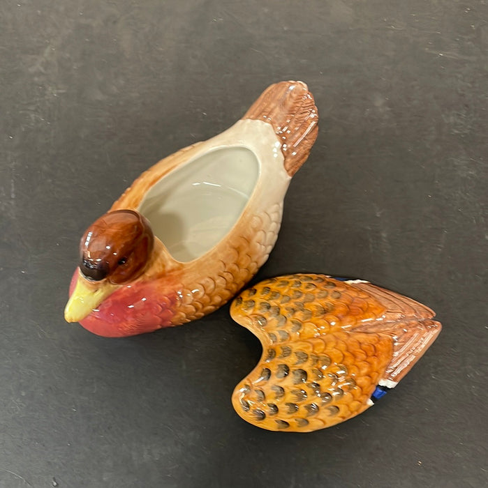 FITZ AND FLOYD CERAMIC DUCK VESSEL WITH WINGED LID