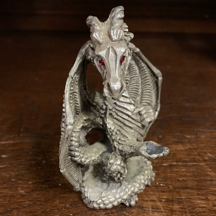 TINY METAL DRAGON WITH RUBY EYES