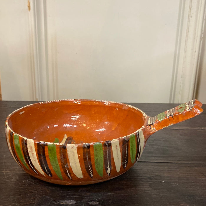 MEXICAN TERRA COTTA BOWL WITH HANDLE