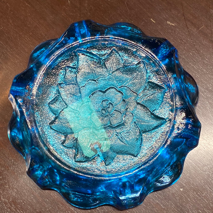 MEDIUM BLUE FLORAL ASH TRAY