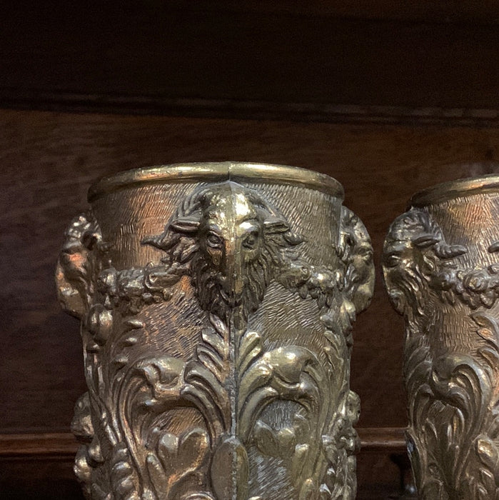PAIR OF TALL GOLD METAL CHALICES