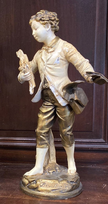 GOLD AND IVORY SPELTER BOY STATUE
