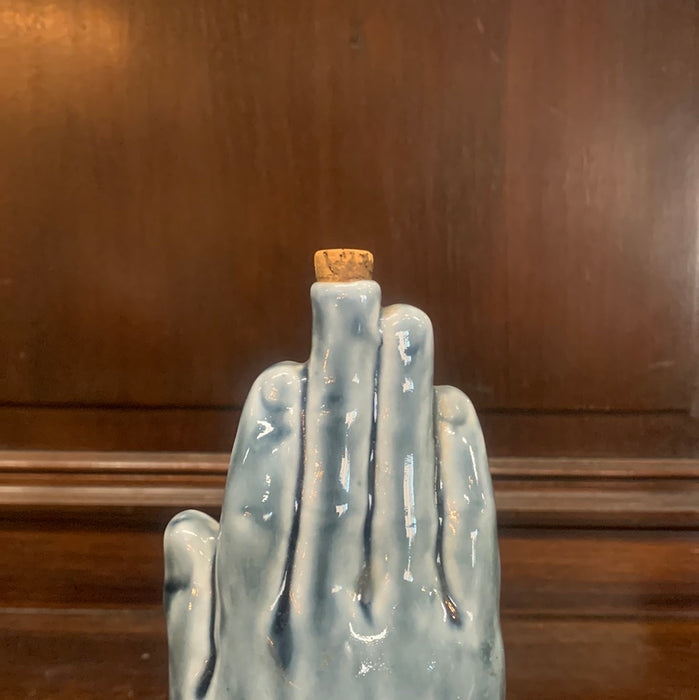 CERAMIC “GLAD” HAND LIQUOR BOTTLE