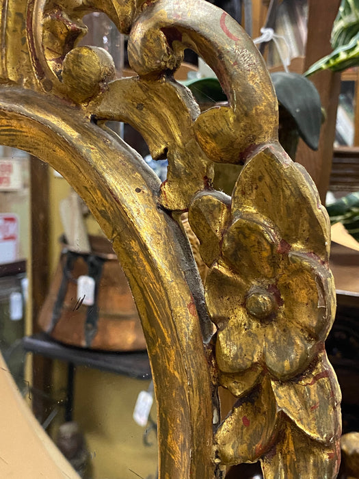 OVAL GILT TABLE TOP MIRROR ON WOOD STAND