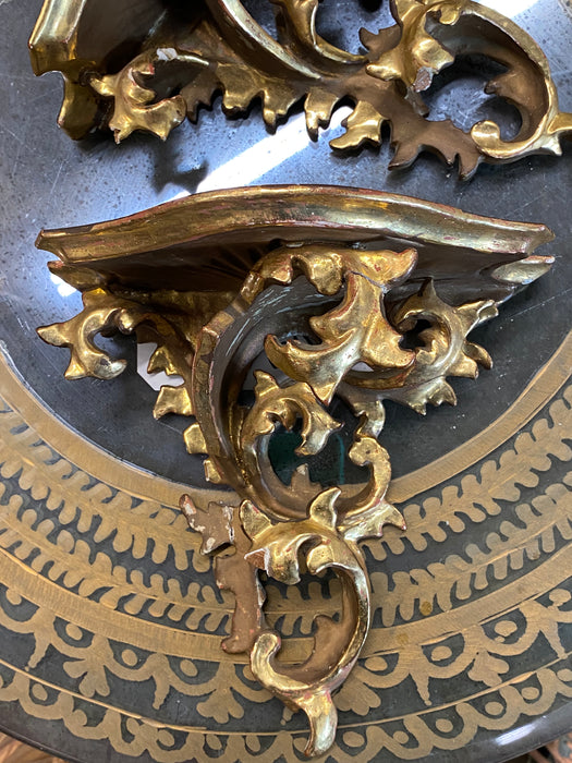 PAIR OF  GILT FRILLY SHELVES