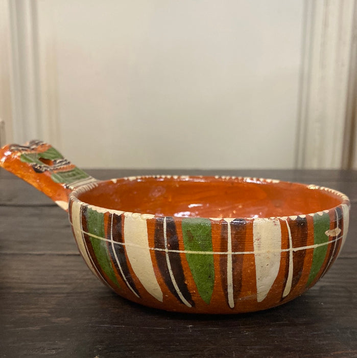 SMALL TERRA COTTA BOWL WITH HANDLE