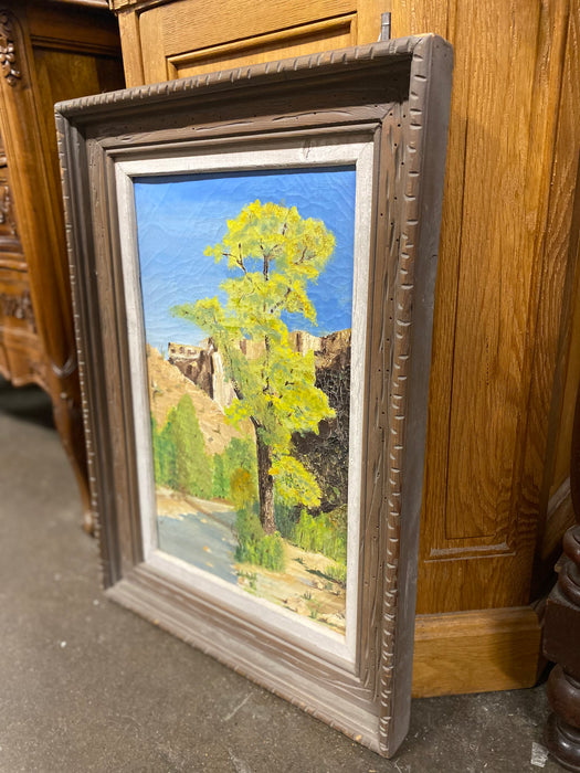 SMALL WESTERN LANDSCAPE WITH GREEN TREE-VERTICAL