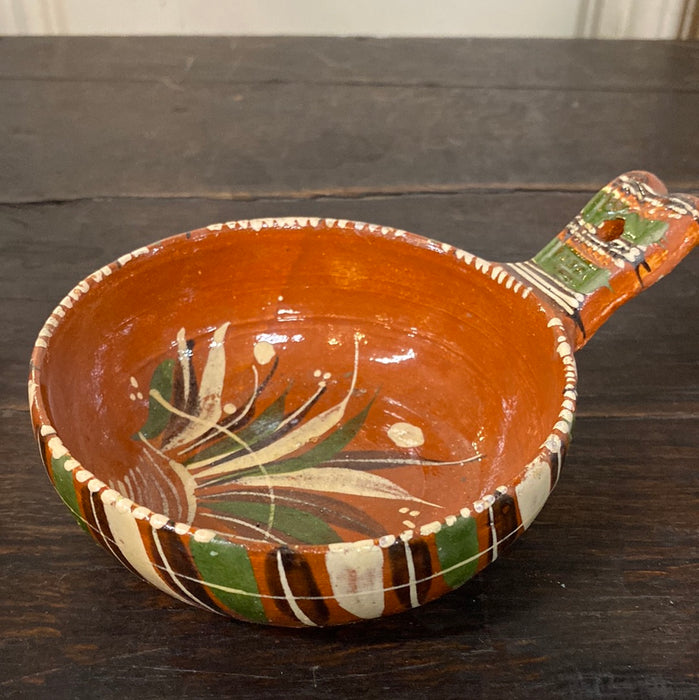 SMALL TERRA COTTA BOWL WITH HANDLE