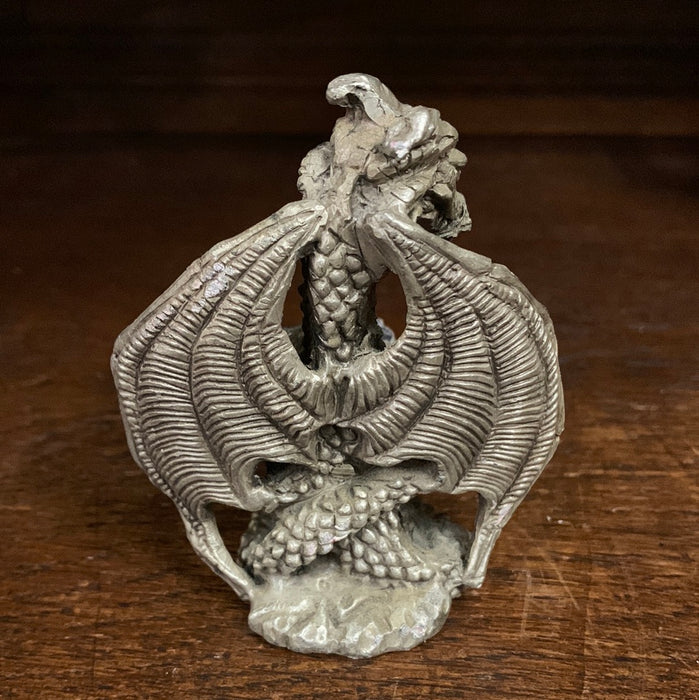 TINY METAL DRAGON WITH RUBY EYES