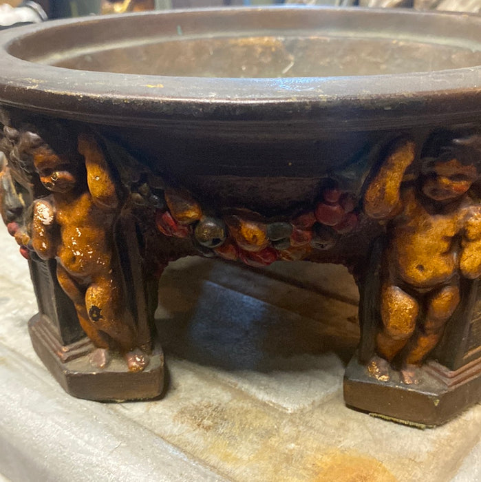 RESIN CHERUB COMPOTE AND CANDLESTANDS