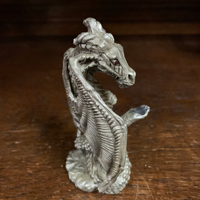 TINY METAL DRAGON WITH RUBY EYES