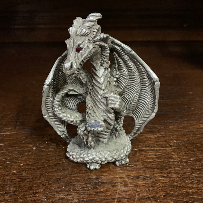 TINY METAL DRAGON WITH RUBY EYES
