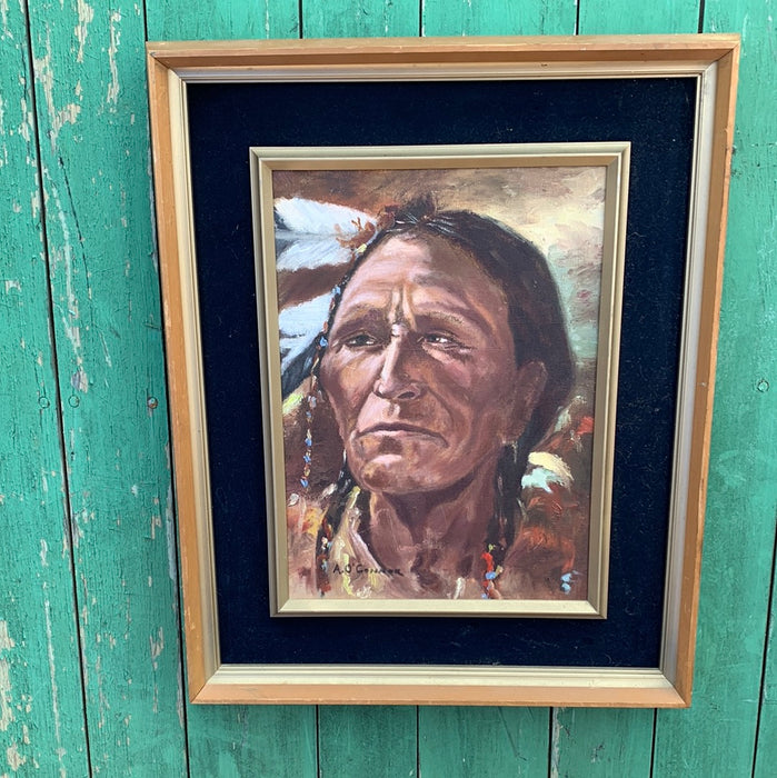 NATIVE AMERICAN OIL PAINTING PORTRAIT