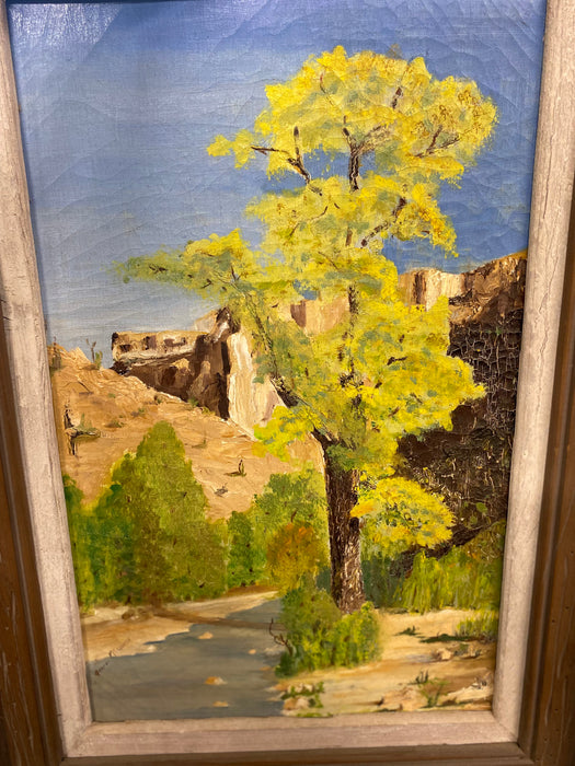 SMALL WESTERN LANDSCAPE WITH GREEN TREE-VERTICAL