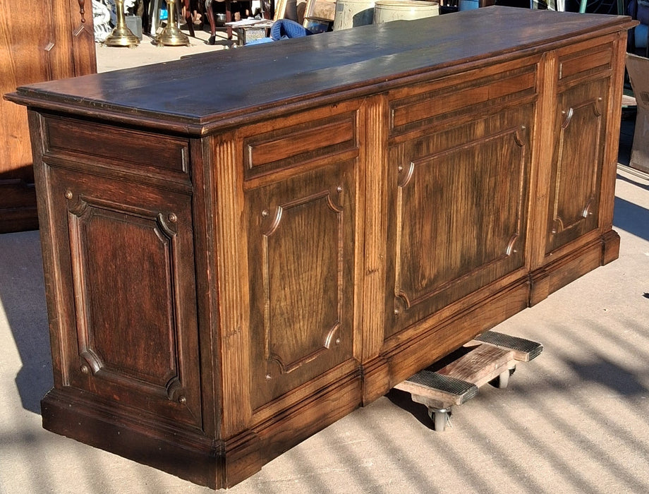 ENGLISH OAK SIDEBOARD WITH FLUTED PLASTER-FINISHED ON ALL SIDES