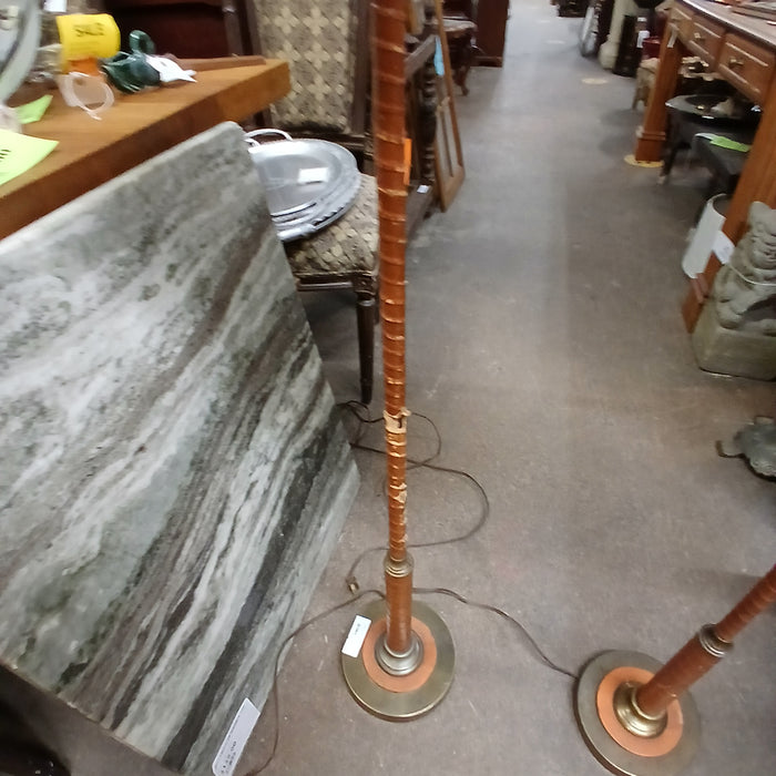 PAIR OF WRAPPED LEATHER FLOOR LAMPS -AS FOUND