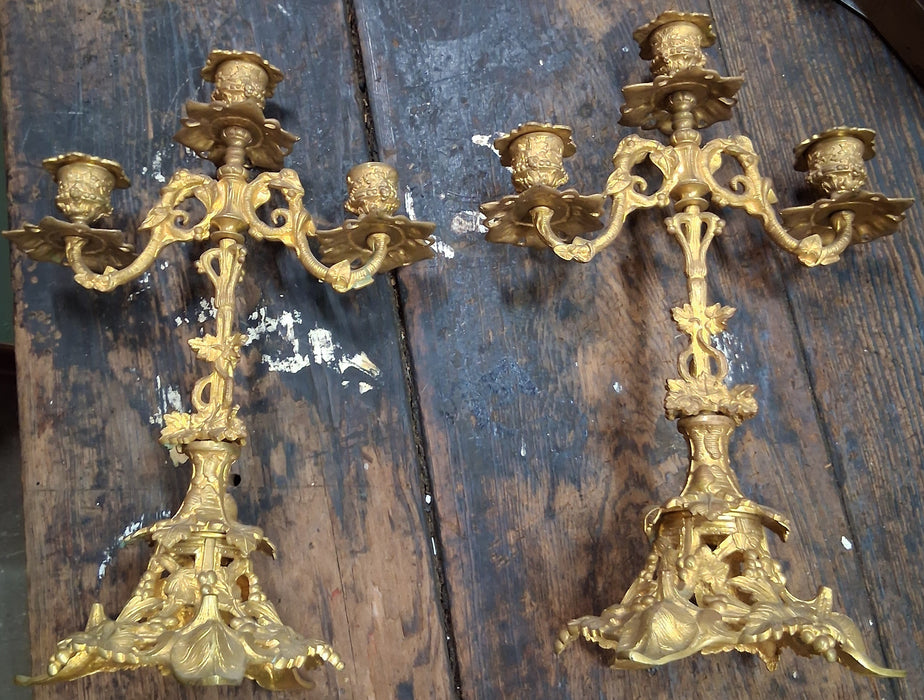 PAIR OF BRONZE CANDLEABRAS