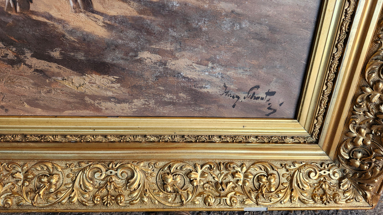 SCHOUTEN LADY WITH COWS OIL PAINTING