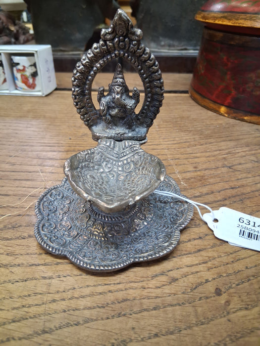 SILVER METAL INCENSE BURNER
