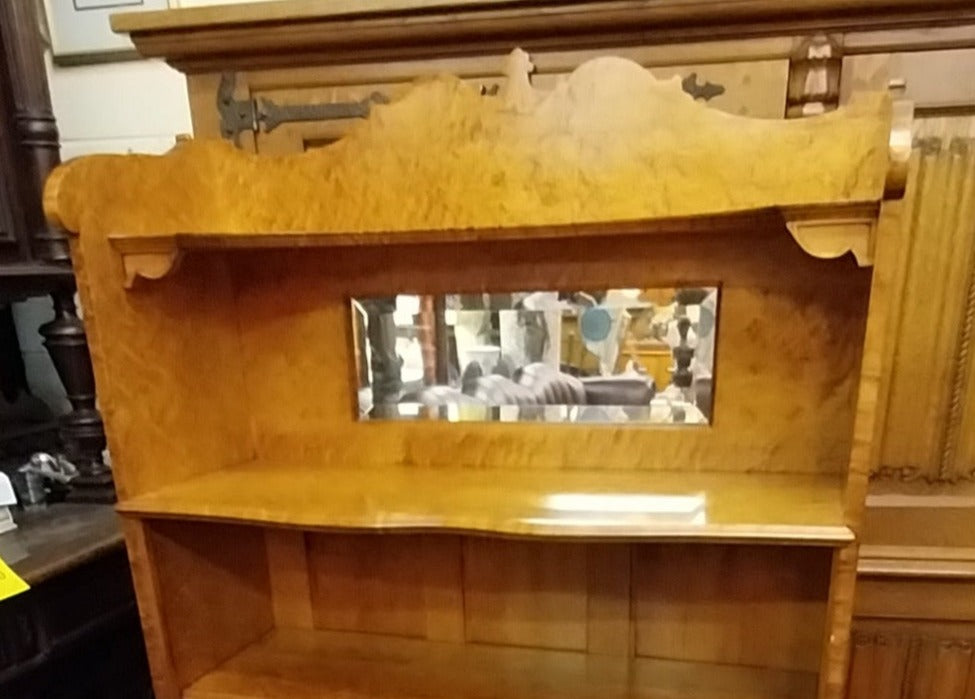 AMERICAN SOLID BIRDSEYE MAPLE BOOKCASE WITH MIRROR