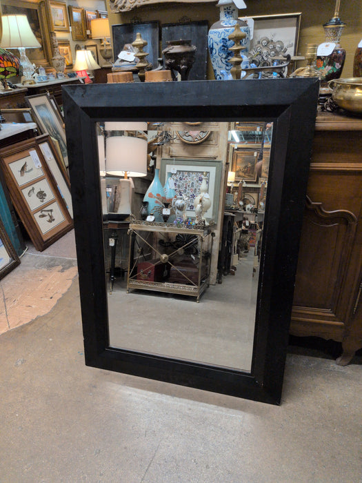LARGE BLACK FRAMED BEVELED GLASS MIRROR