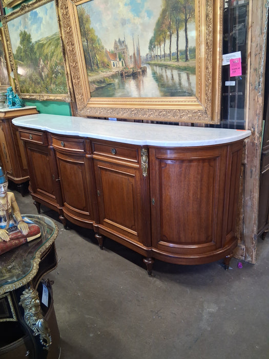 LOUIS XVI WHITE MARBLE TOP 5 DOOR SIDEBOARD