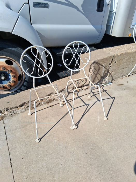 PAIR OF SIMPLE IRON CHAIRS NO SEATS