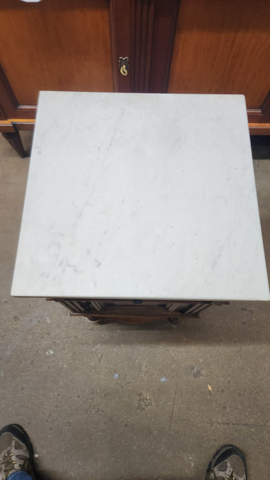 WHITE MARBLE TOP NIGHT STAND
