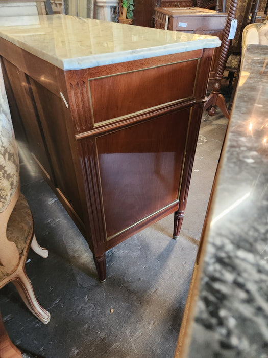 LOUIS XVI 5 DRAWER MARBLE TOP CHEST WITH ORMOLU TRIM