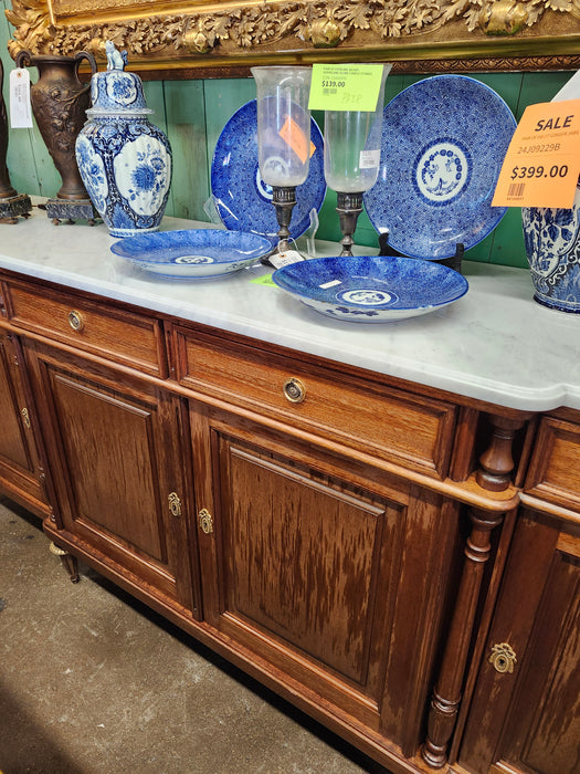 LOUIS XVI MARBLE TOP MAHOGANY SIDEBOARD