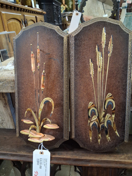 PAIR VINTAGE WALL HANGING METAL ART
