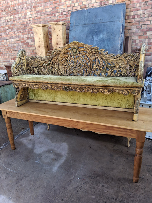 CARVED LONG ITALIAN BENCH PAINTED