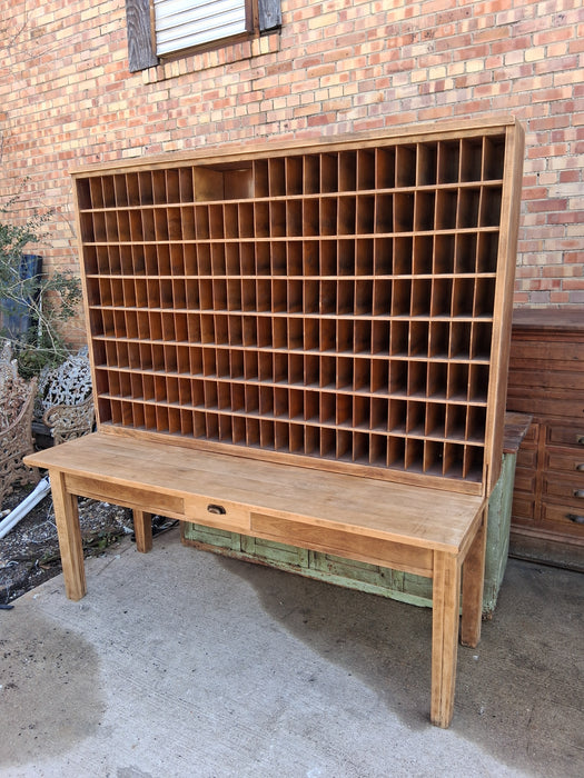 LARGE RAW BIRCH POSTAL SORTING CABINET
