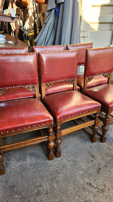 SET OF 6 SQUARE BACK LEATHER CHAIRS
