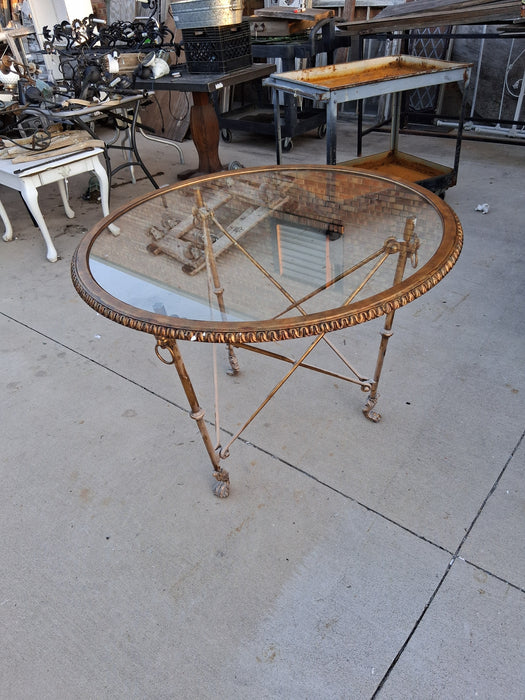 RALPH LAUREN GLASS TOP IRON TABLE