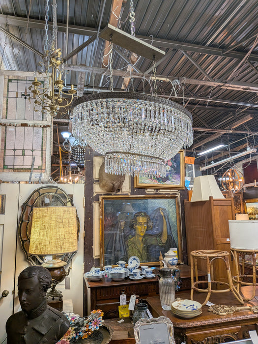 LARGE OVAL 2 TIER PRISM CHANDELIER