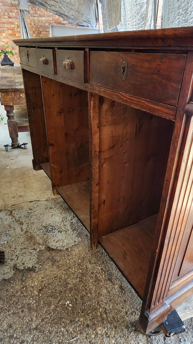 SMALL OAK COUNTER WITH MARBLE INSERT
