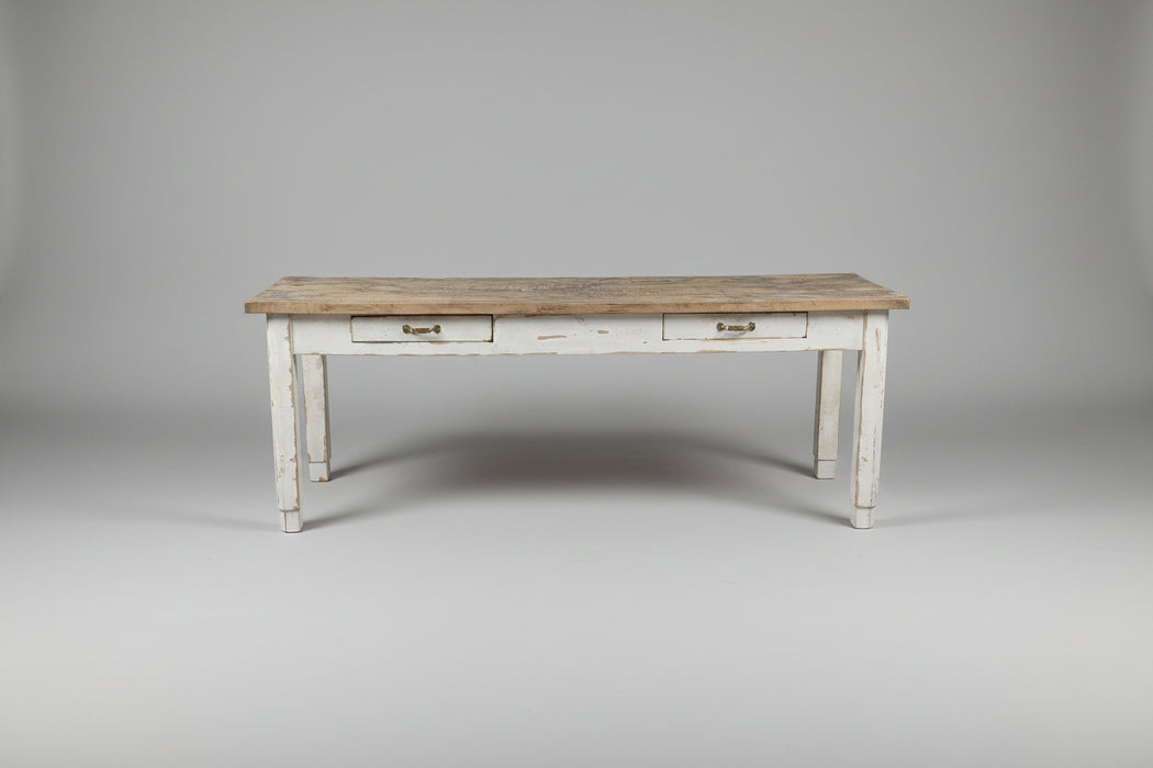 LONG NARROW WHITE 2 DRAWER SHOP TABLE