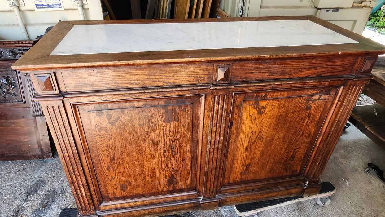 SMALL OAK COUNTER WITH MARBLE INSERT