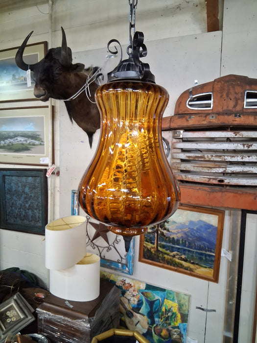 VINTAGE DARK AMBER BULBOUS SPHERE HANGING
