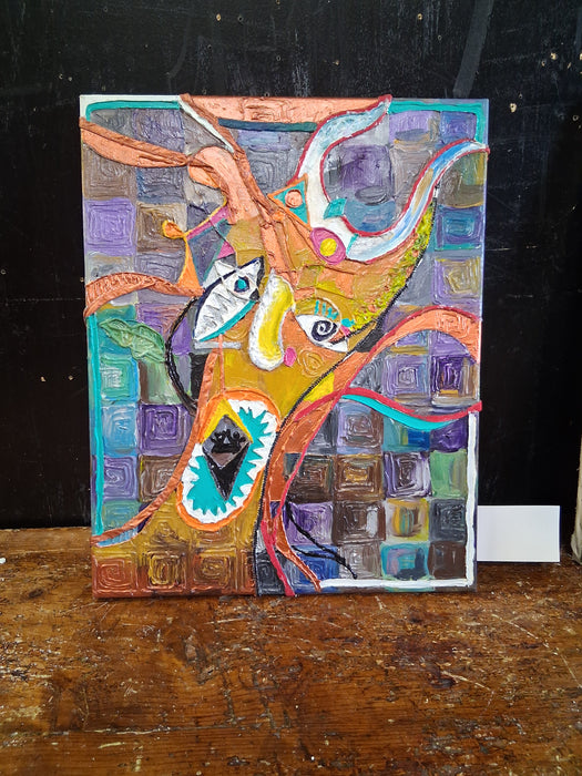 UNFRAMED ABSTRACT COLORFUL LOOSELY PAINTED