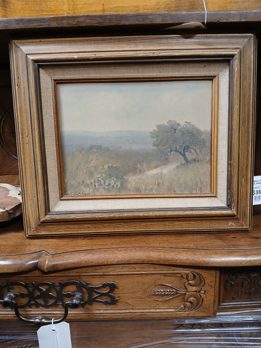 SMALL PORFIRIO SALINAS LANDSCAPE OIL PAINTING PRINT COPYRIGHT 1972